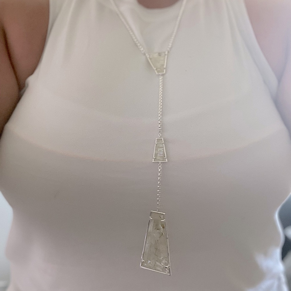 Kendra Scott Iridescent 3 piece Silver long Necklace